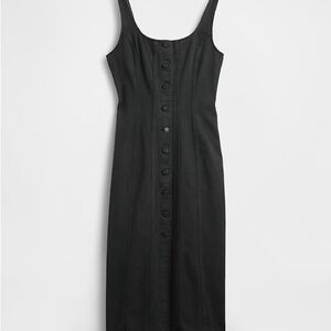 🖤 GAP NWT Seamed Cotton Twill Button-Front Midi Dress XL Tall